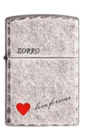 Zorro Lighter Fluid Refill Flip Lid Love Forever Design