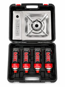 MIK Portable Silver Butane Gas Stove Kit + 4 FREE Butane Cartridges