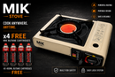 MIK Portable Beige Butane Gas Stove Kit + 4 FREE Butane Cartridges