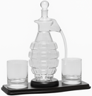 Grenade Whisky Glass Lid Decanter 2x Cups