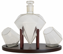 Diamond Glass Lid Decanter Set 2x Cups