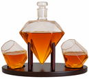 Diamond Glass Lid Decanter Set 2x Cups