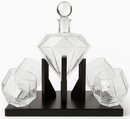 Diamond Glass Lid Decanter Set 4x Cups