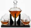 Diamond Glass Lid Decanter Set 4x Cups