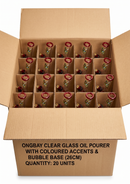 Ongbay Clear Glass Oil Pourer with Coloured Accents & Bubble Base (26CM)