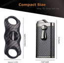 Carbon fiber lighter with dimensions displayed on a white background