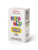 A white rectangular box of Insta Whip Prime 3.3L overpack nitrous oxide for food purpose only, containing 2 pieces.