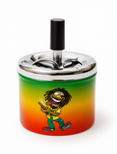 Metal Assorted Designs Ashtrays 6pcs Spin Lid
