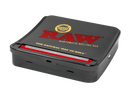 RAW rolling box with red and yellow text on a white background