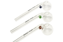 Clear glass smoking accessories with 'Sweet Puff' branding on a white background