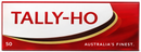 Tally-Ho packaging with a red and white design