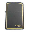 Zorro Lighter Fluid Refill Flip Lid Gold Stripes Design