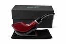 Red smoking pipe with black stand and ENNIF branding on a white background
