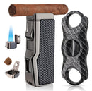 HONEST Lighter & Cigar Cutter Gift Set – Quad Jet Flame