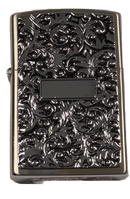 Zorro Lighter Fluid Refill Flip Lid Spinning Flower Silver Design
