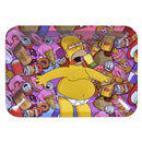 Colorful tray with a cartoon character surrounded by various items on a white background