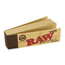 Box of RAW rolling paper tips on a white background